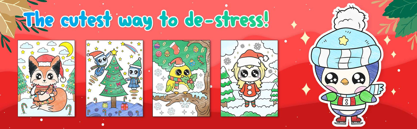 Christmas Kawaii Kingdom Coloring Book 1 (Digital Download)
