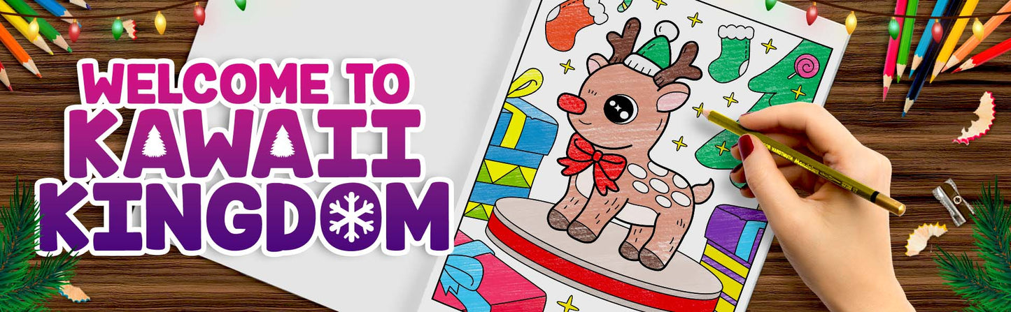 Christmas Kawaii Kingdom Coloring Book 1 (Digital Download)