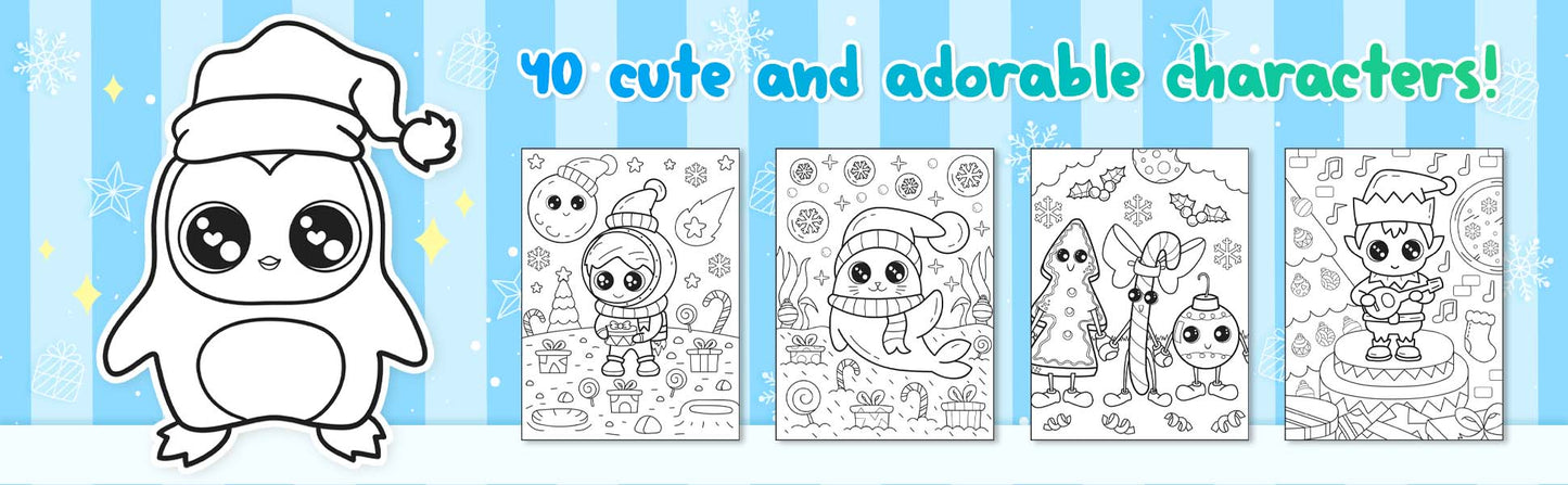 Christmas Kawaii Kingdom Coloring Book 4 (Digital Download)