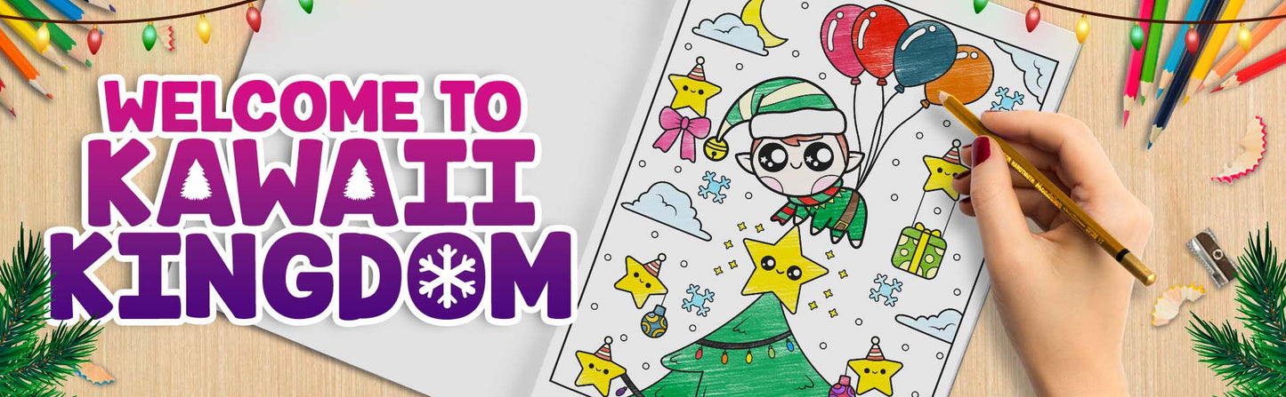 Christmas Kawaii Kingdom Coloring Book 4 (Digital Download)
